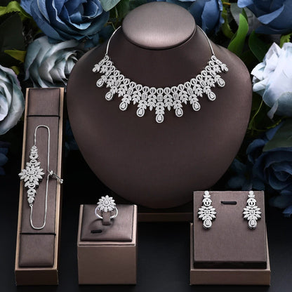2024 Bridal Jewelry Set: Necklace, Bracelet, Zirconia