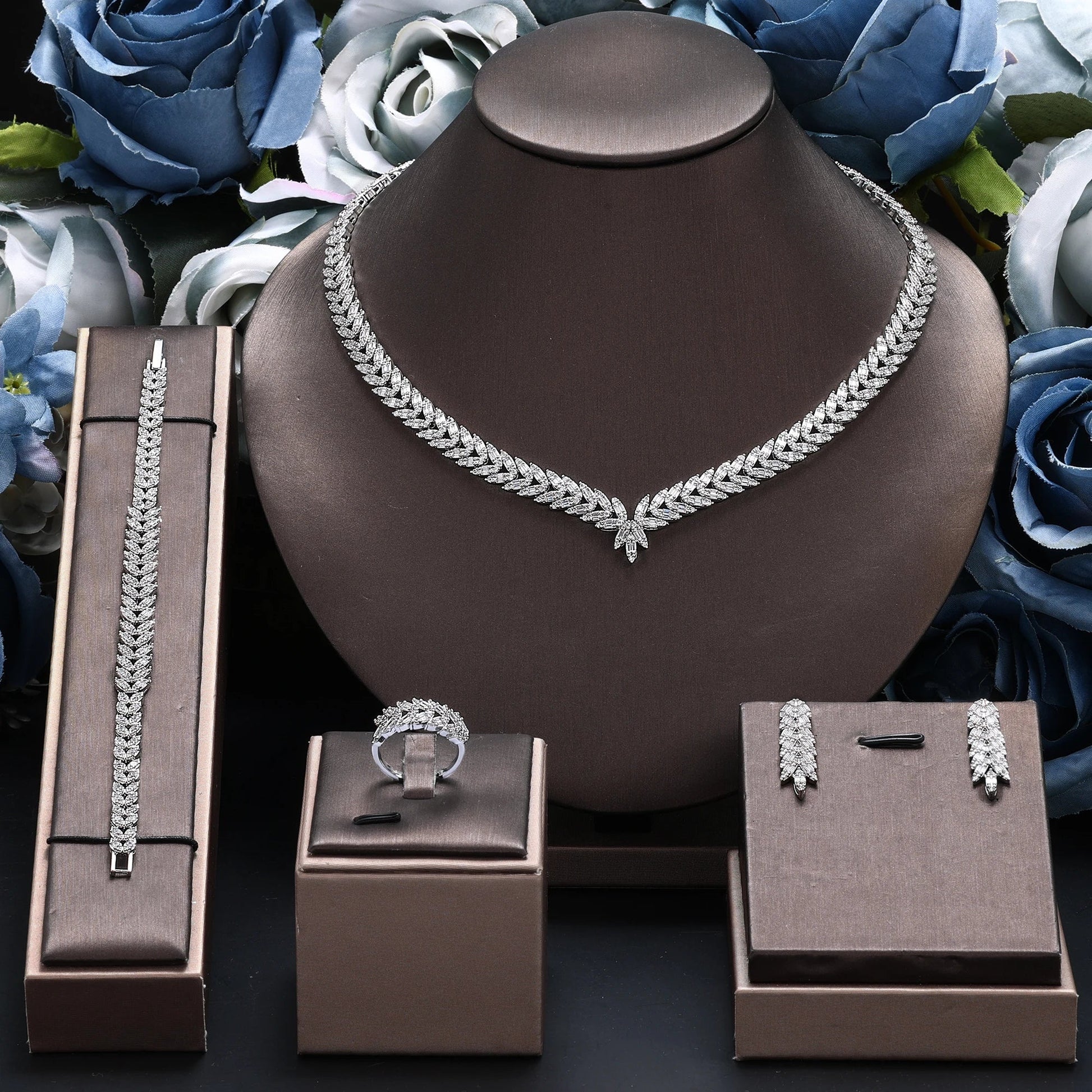 Luxury Wedding Jewelry Set: 4 Pieces