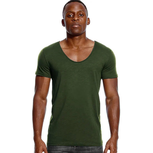 Men's Slim Fit Scoop Neck V-Neck T-Shirt