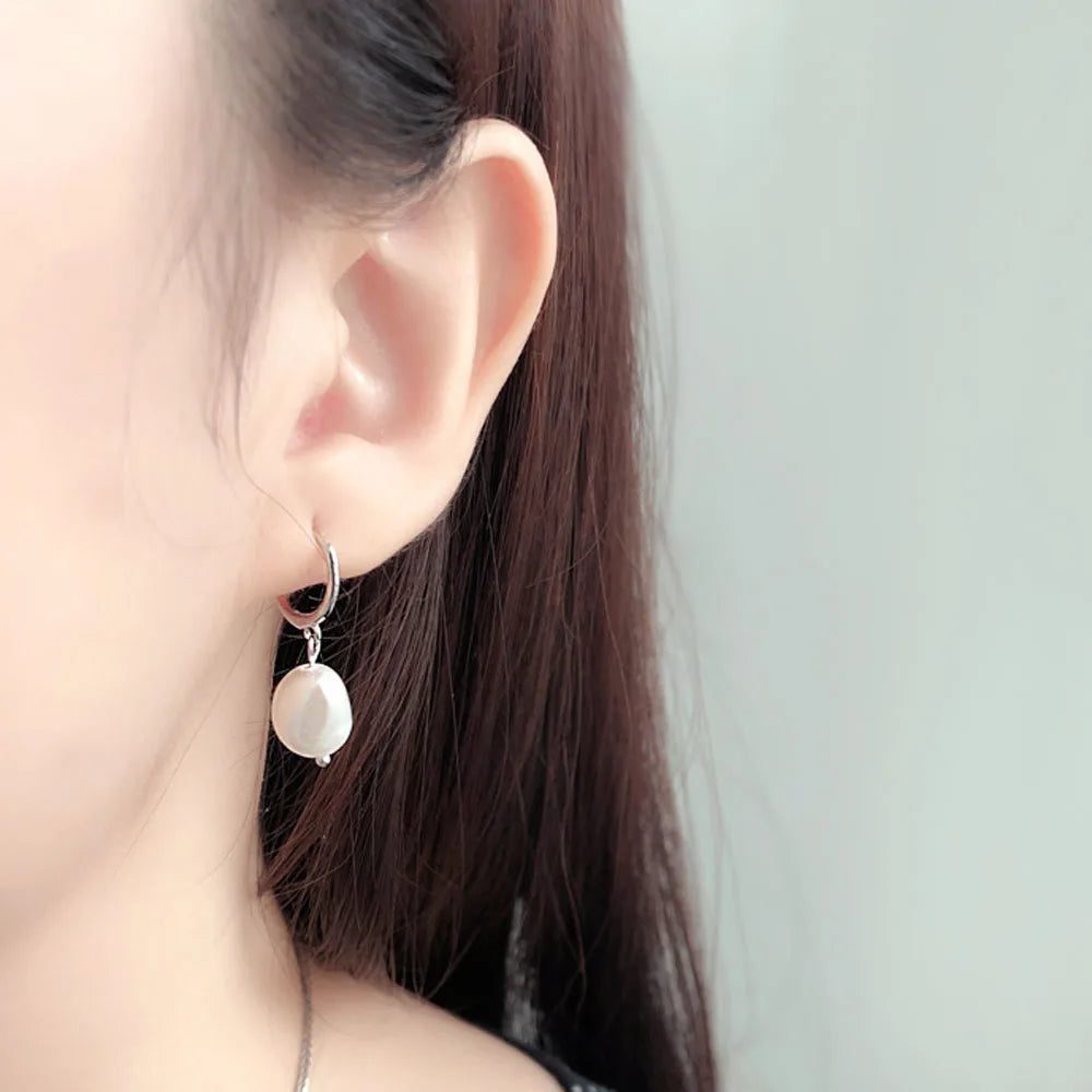 Trendy Irregular Pearl Stainless Steel Stud Earrings