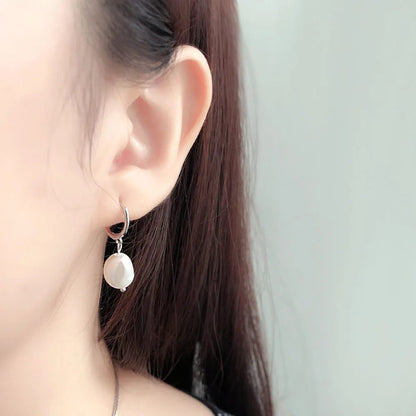 Trendy Irregular Pearl Stainless Steel Stud Earrings