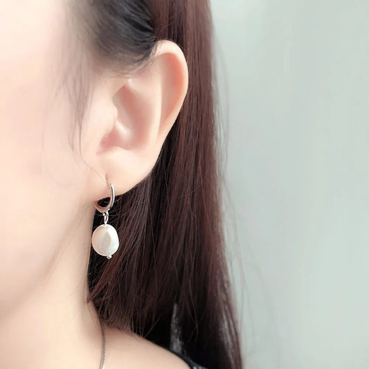 Trendy Irregular Pearl Stainless Steel Stud Earrings