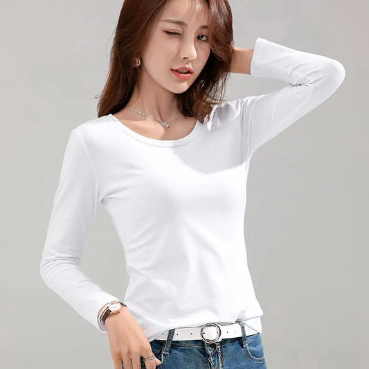 Trendy Long Sleeve Cotton T-Shirts for Women
