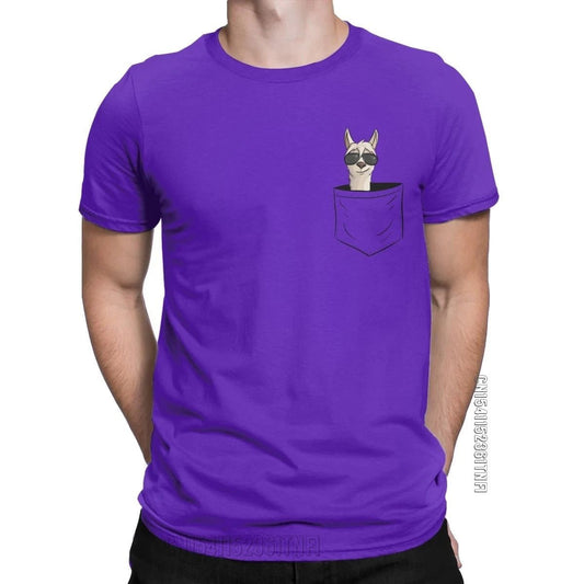 Cool Men's Alpaca Pocket T-Shirt with Sunglasses