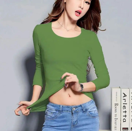 Chic Long Sleeve V-Neck Cotton T-Shirts