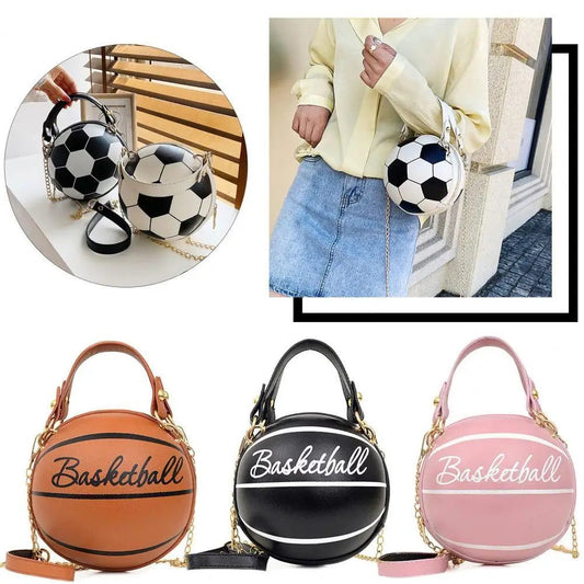 Chic Round Faux Leather Crossbody Handbag