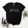 Black T-Shirt for Women with Happy Print