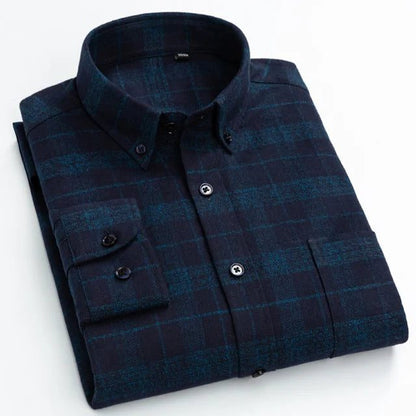 Men's Casual Flannel Shirt Long Sleeve Gingham