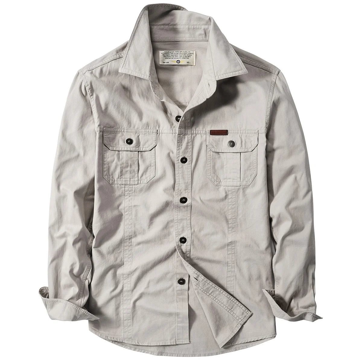 Men's Oversized Black Linen Tactical Shirt