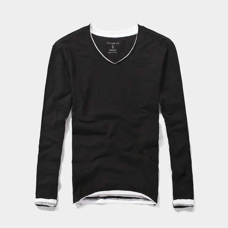2023 Vintage V-Neck Long Sleeve T-Shirt