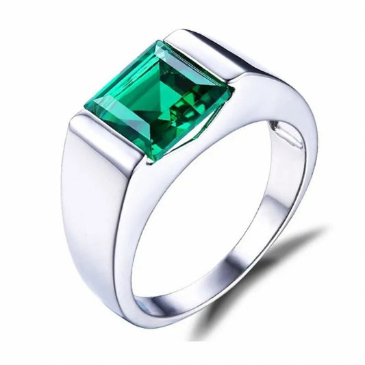 Men's 925 Sterling Silver Blue Sapphire Ring