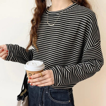 Women's Striped Cotton Long Sleeve T-Shirt