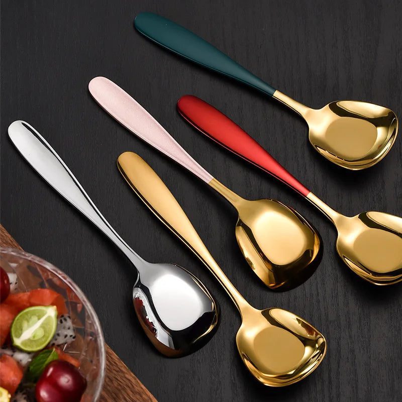 Stylish Stainless Steel Flat Bottom Soup Spoons