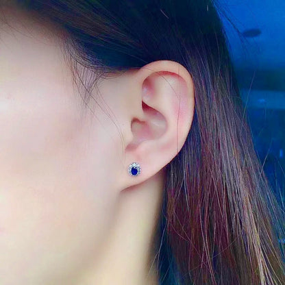 Natural Blue Sapphire Stud Earrings 3mm 4mm