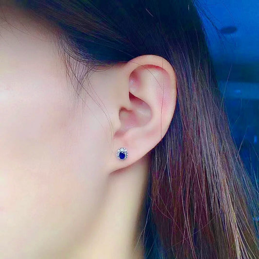 Natural Blue Sapphire Stud Earrings 3mm 4mm