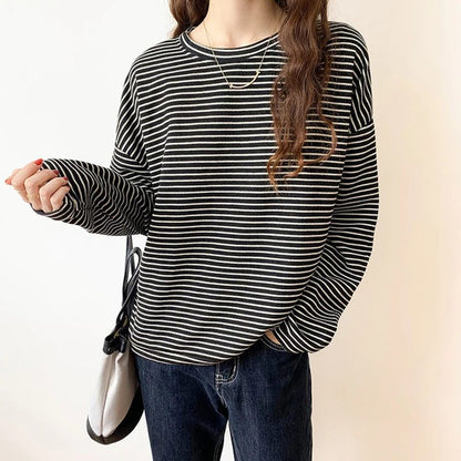 Women's Striped Cotton Long Sleeve T-Shirt