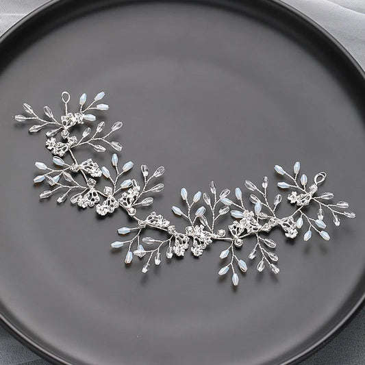 Handmade Silver Pearl Hair Bands for Weddings