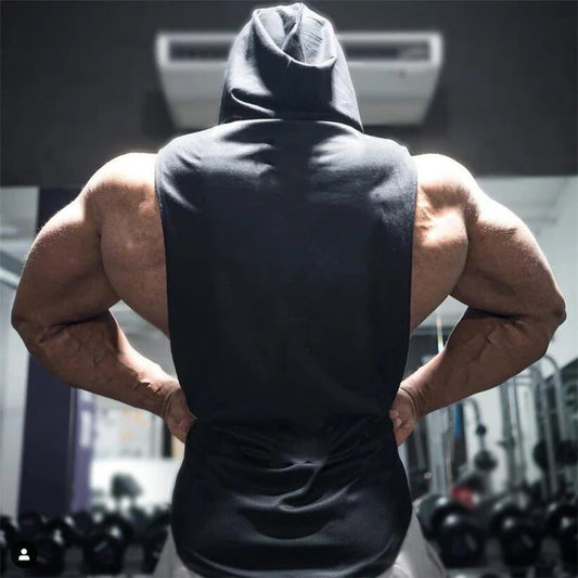 Men's Cotton Hooded Tank Top for Fitness