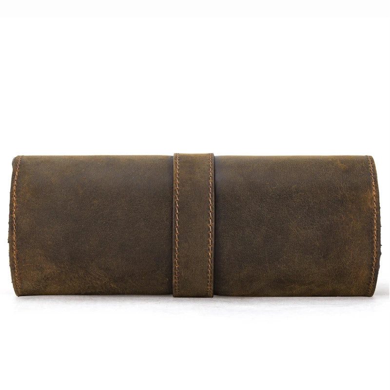 Handmade Cow Leather 3 Slot Watch Case