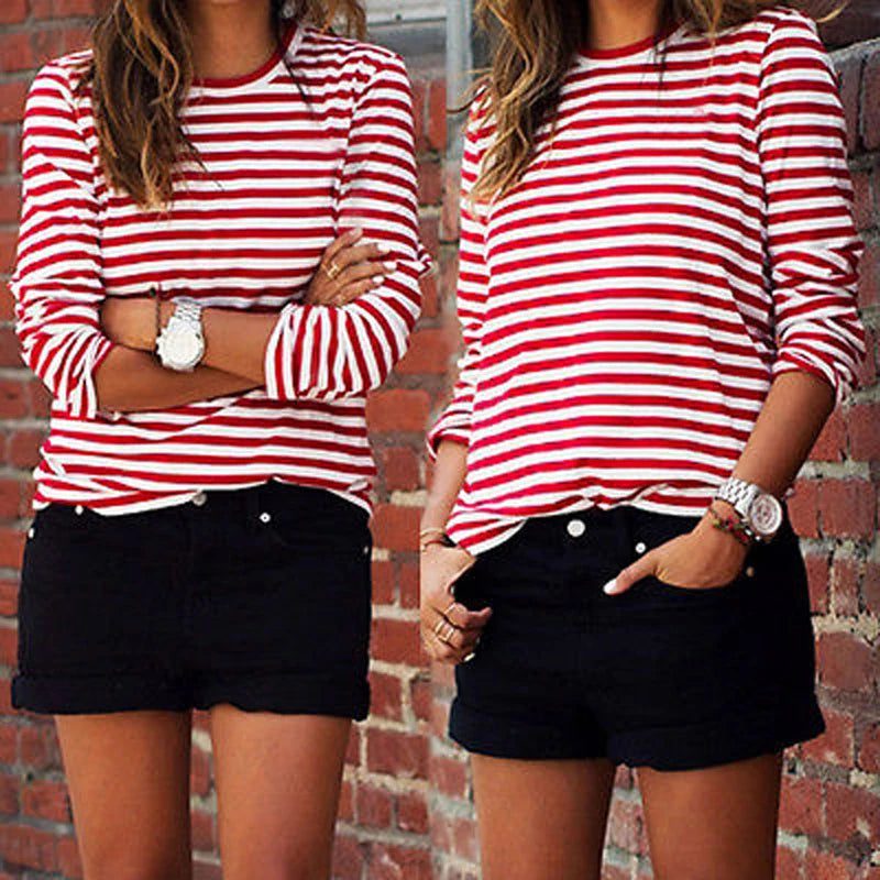 Casual Striped Long Sleeve T-Shirt for Women