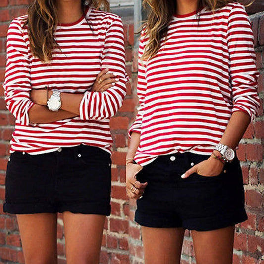 Casual Striped Long Sleeve T-Shirt for Women