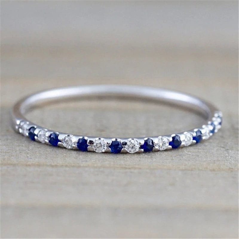 Natural Sapphire Engagement Ring in Sterling Silver