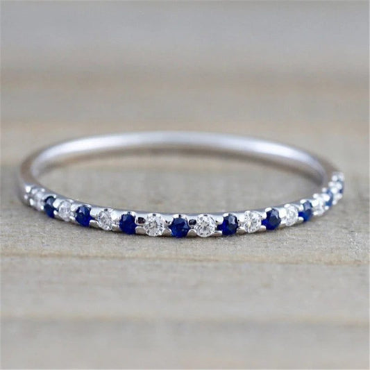 Natural Sapphire Engagement Ring in Sterling Silver
