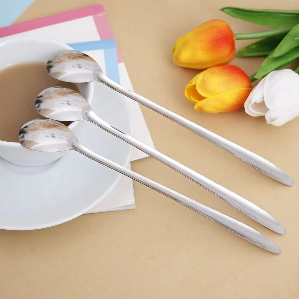 Elegant Long Handled Silver Dessert Spoon