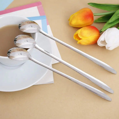 Elegant Long Handled Silver Dessert Spoon