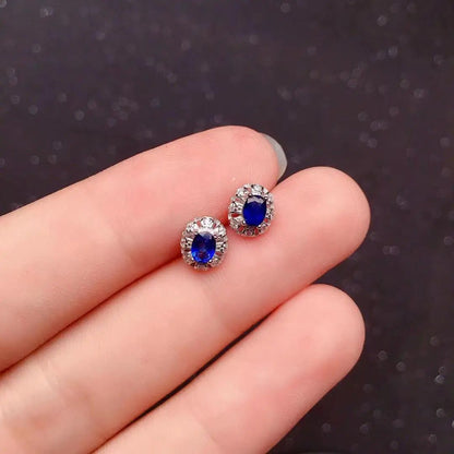 Natural Blue Sapphire Stud Earrings 3mm 4mm