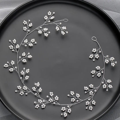 Handmade Silver Pearl Hair Bands for Weddings