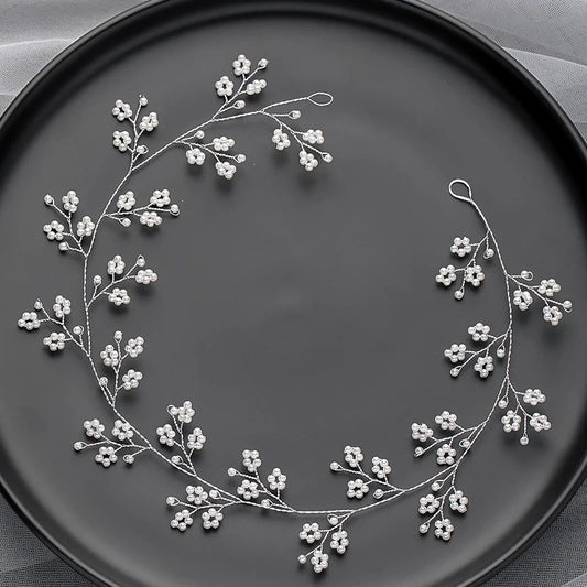 Handmade Silver Pearl Hair Bands for Weddings