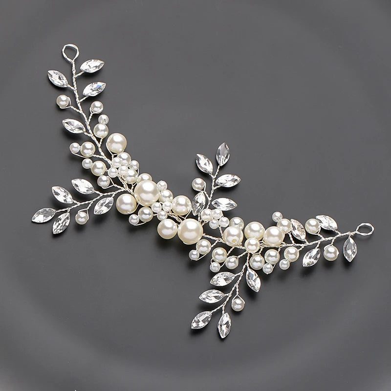 Handmade Silver Pearl Hair Bands for Weddings