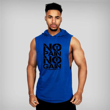 Men's Cotton Hooded Tank Top for Fitness