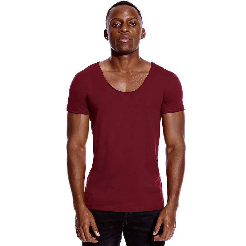 Men's Slim Fit Scoop Neck V-Neck T-Shirt