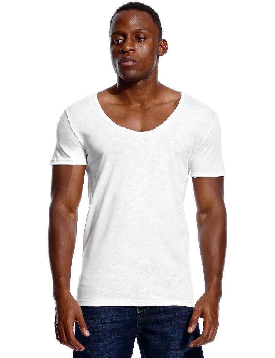 Men's Slim Fit Scoop Neck V-Neck T-Shirt