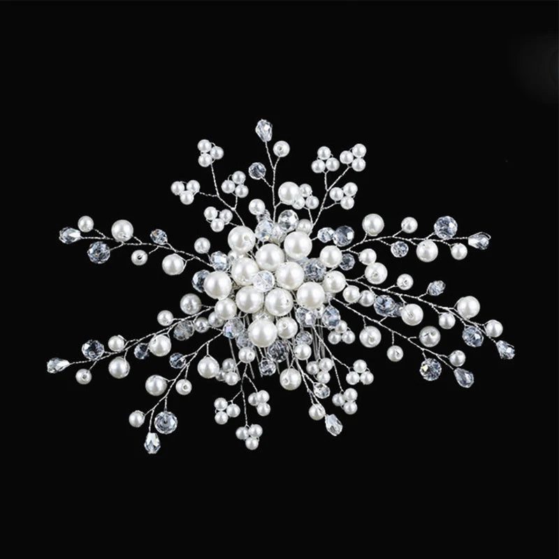 Elegant Floral Crystal Pearl Wedding Hairpin