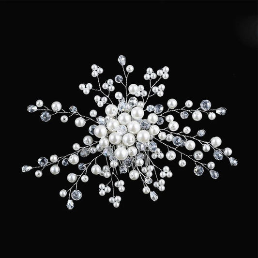 Elegant Floral Crystal Pearl Wedding Hairpin