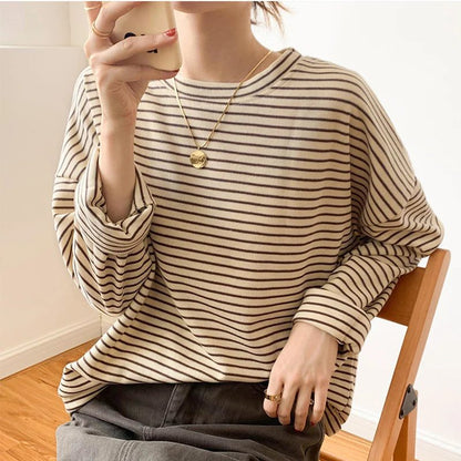 Women's Striped Cotton Long Sleeve T-Shirt