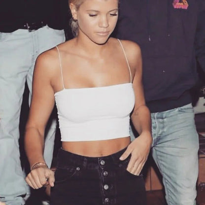 Women Spaghetti Strap Crop Top Sleeveless