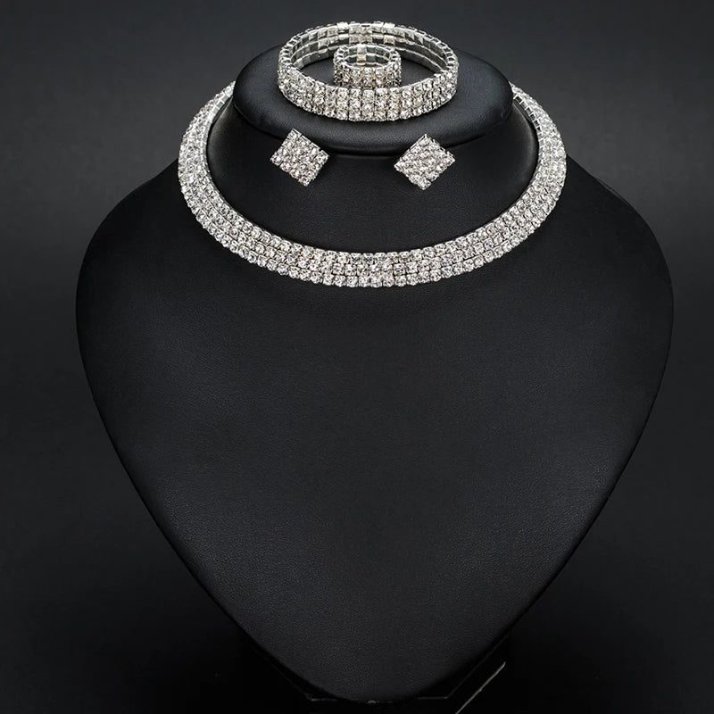 Classic Rhinestone Wedding Jewelry Set for Brides