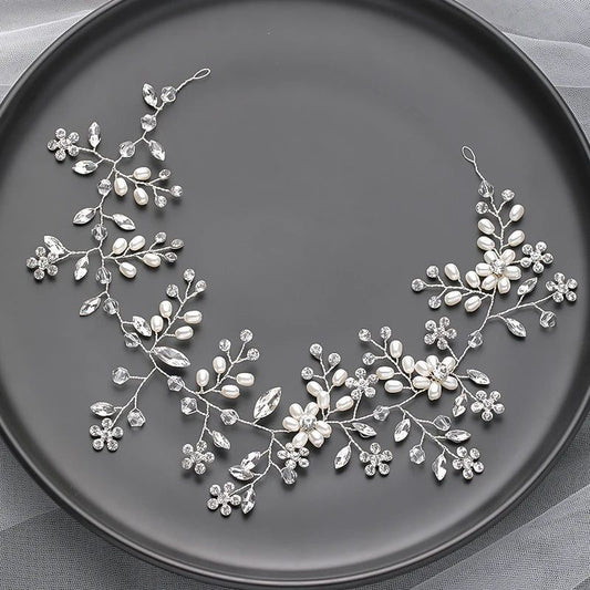Handmade Silver Pearl Hair Bands for Weddings