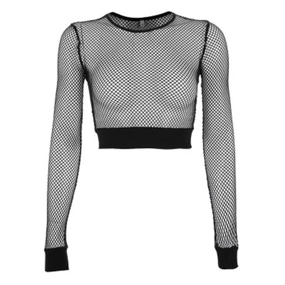 Sexy Black Mesh Crop Top Women Summer