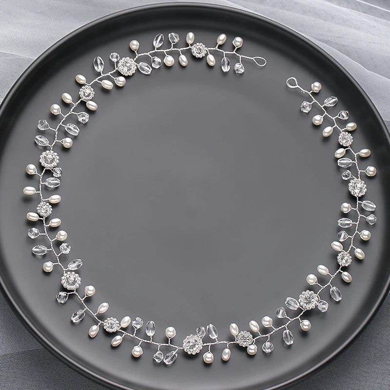 Handmade Silver Pearl Hair Bands for Weddings