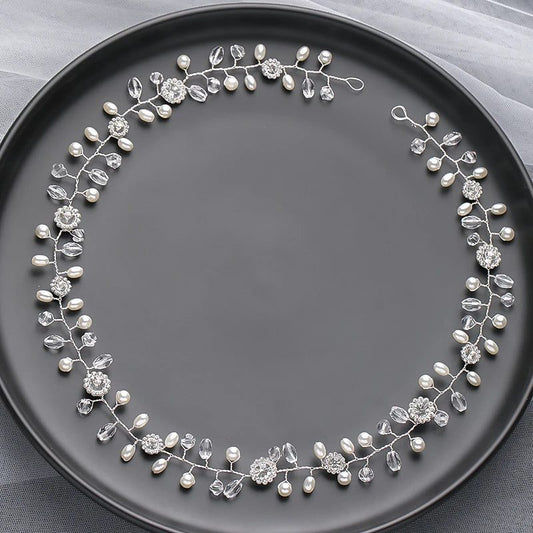 Handmade Silver Pearl Hair Bands for Weddings