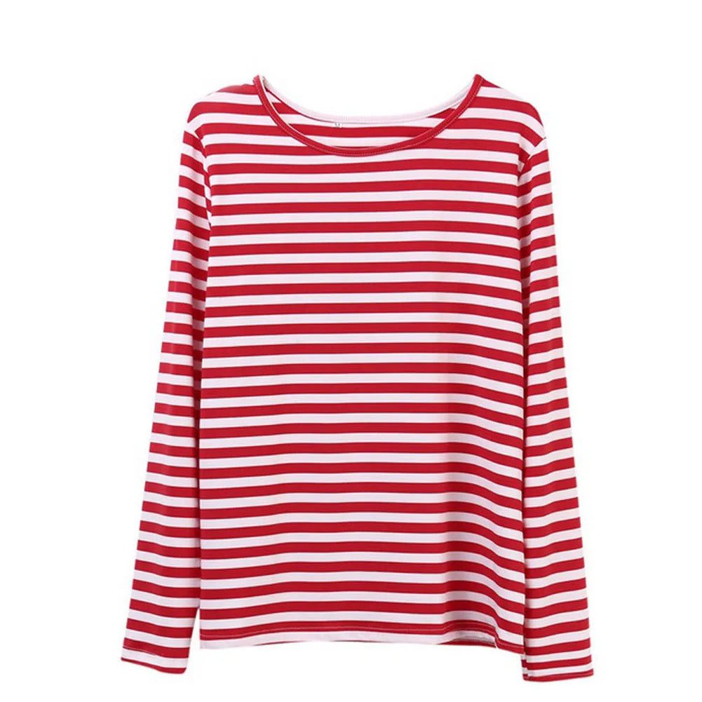 Trendy Red Striped Cotton T-Shirts for Women