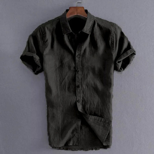Men's Casual Short Sleeve Linen Shirt