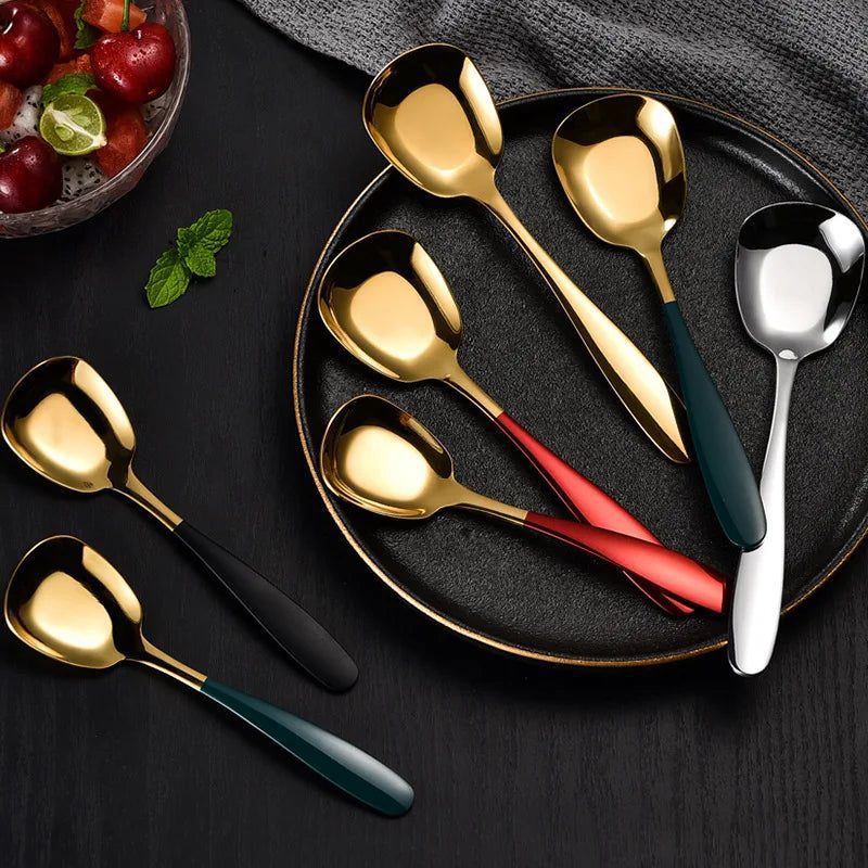 Stylish Stainless Steel Flat Bottom Soup Spoons