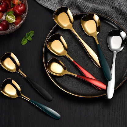 Stylish Stainless Steel Flat Bottom Soup Spoons
