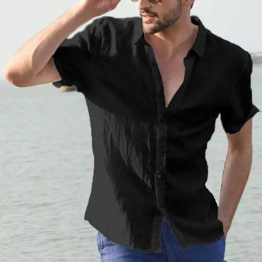 Men's Casual Short Sleeve Linen Shirt